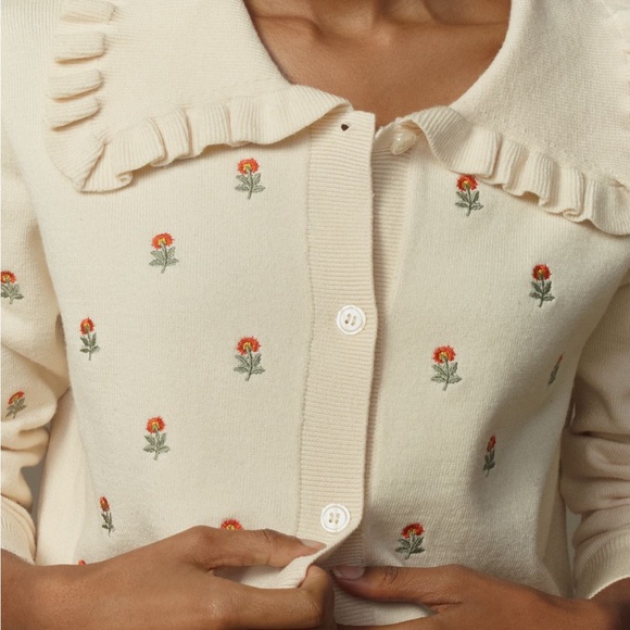 ANTHROPOLOGIE | The Ainsley Ruffle-Collar Cardigan - Picture 4 of 5